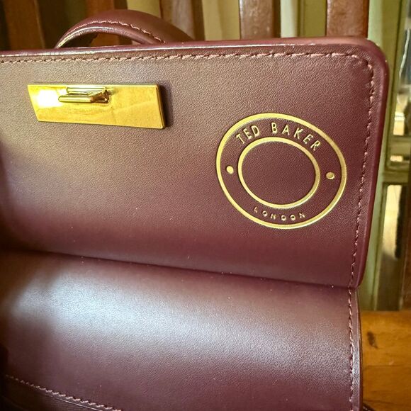 Ted Baker Isa Leather Satchel Crossbody Burgundy Bag - Picture 11 of 13